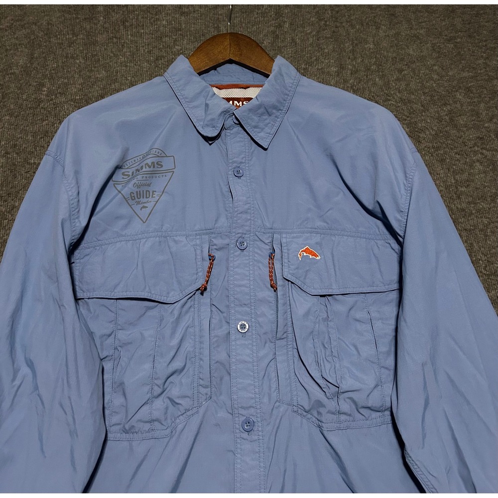 Simms core3 fishing shirt long sleeve blue performance outdoors XL pockets